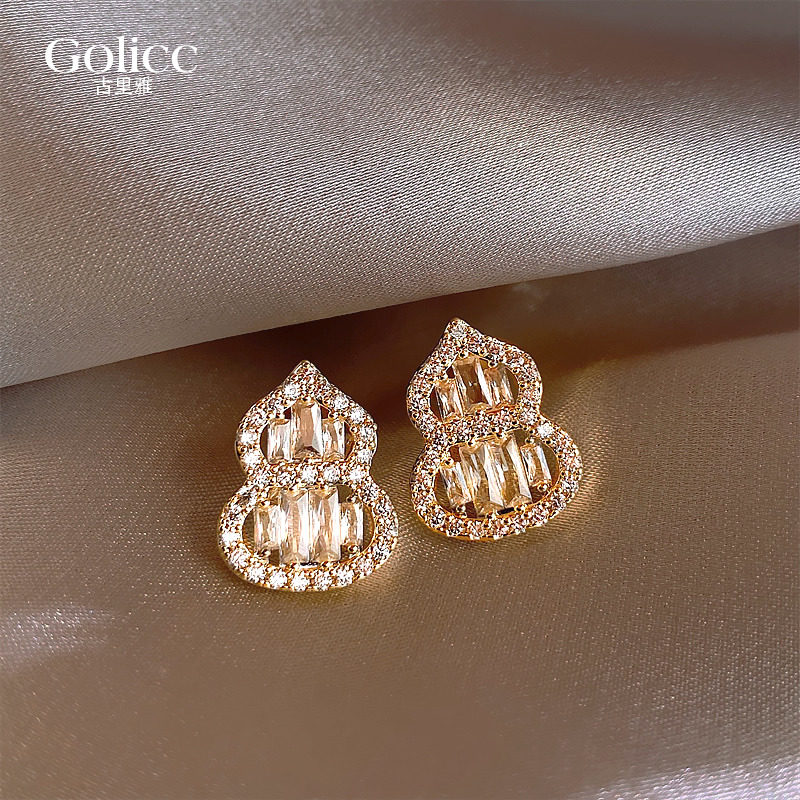 满钻葫芦耳钉女小众独特气质耳环