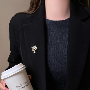 彩色锆石猫咪胸针配大衣女款设计感小众别针高端精致时尚2025新款