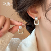 白色方形珍珠耳环女巨好看 耳钉2026超火轻奢高级感气质大气耳饰