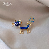 别针防走光扣固定衣服配饰 爆款 蓝色小猫咪胸针女款 高档2026年新款