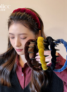 古里雅丝绒缠绕高颅顶发箍女2026新款高端发饰高级感洋气时尚头饰