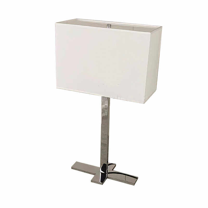 简约现代酒店客房台灯方形灯罩卧室床头书房十字架不锈钢订制台灯