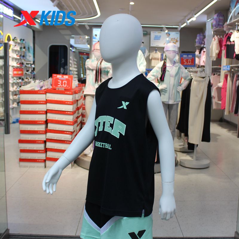 特步儿童2025夏季新款男童篮球系列针织背心舒适吸汗675225094140