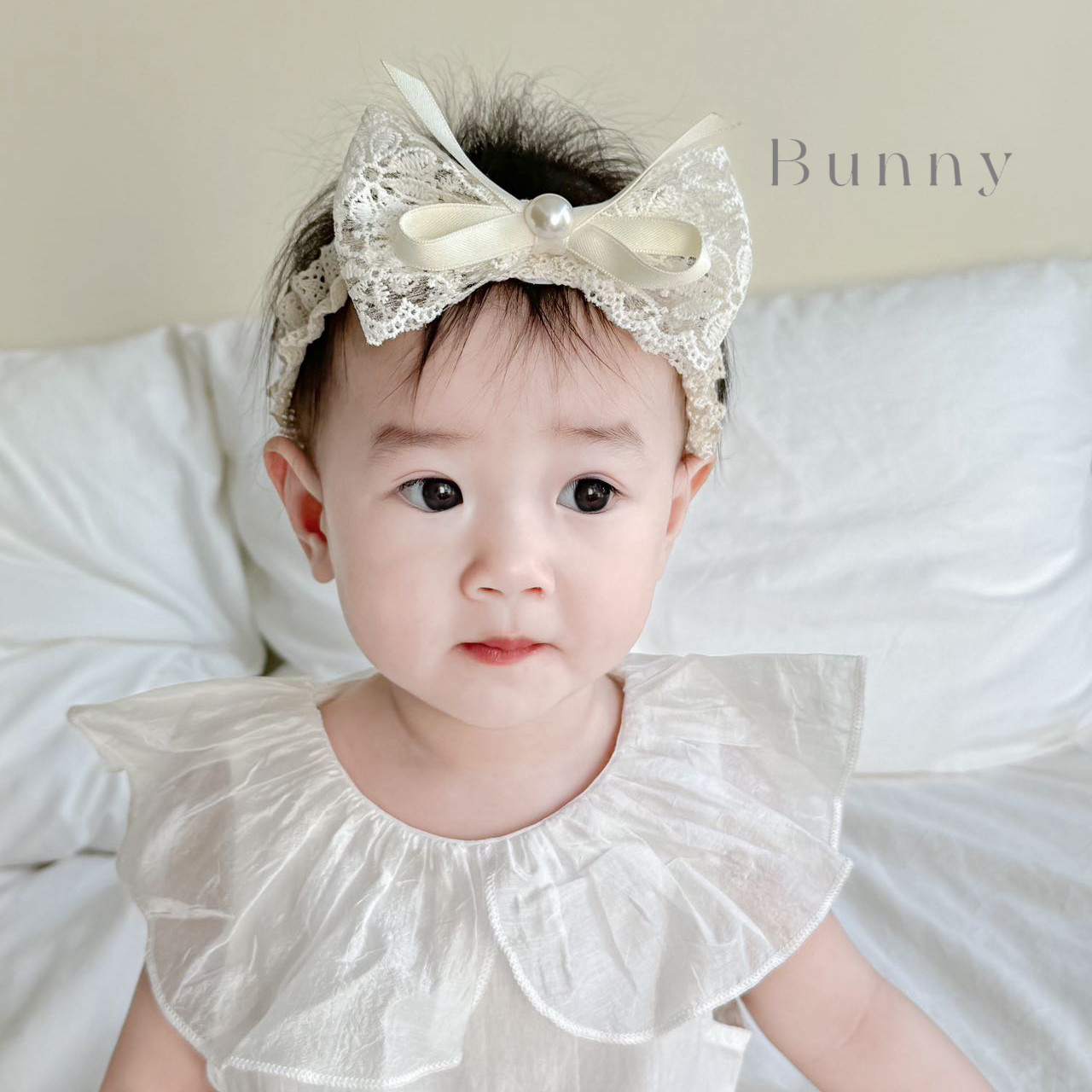 宝宝公主蝴蝶结发带新生儿女宝拍照头饰女童生日百日周岁宴发饰