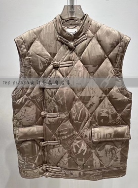 meetmimiq设计师提花高领无袖背心拉链羽绒马甲25冬季新品丝毛