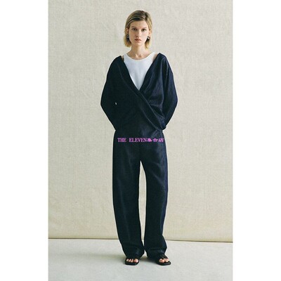 deepmoss 26春夏新款休闲风宽松蓝白空气感交织长袖套头时尚上衣