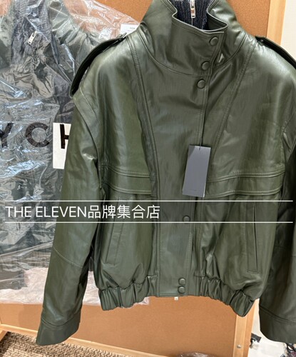 YCH设计师品牌2026秋冬可拆卸立领针织皮夹克皮衣外套女 原5680