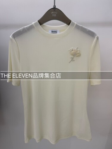 2026年设计师品牌短袖钉珠刺绣短袖T恤衬衫针织衫qishang植绒系列
