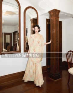 易梦玲马凯 设计师品牌 妃虹印布 工坊彩绘钉珠 露背上衣半裙套装
