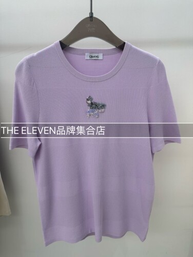 2026年设计师品牌短袖钉珠刺绣短袖T恤衬衫针织衫qishang