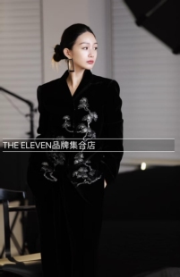 2025秋冬新款黑色真丝丝绒立领偏襟不对称马甲新中式外套衬衫裤子