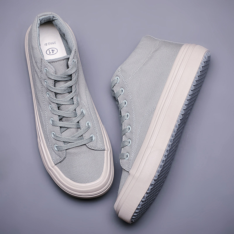 帆布鞋男士厚底中帮2025秋季季新款休闲鞋百搭布鞋透气潮流板鞋男,流行男鞋,帆布鞋,淘宝优惠券,粉丝福利购,淘宝优惠卷