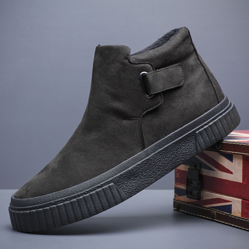 冬季男鞋2025新款棉鞋加绒保暖高帮雪地靴一脚蹬百搭时尚休闲鞋