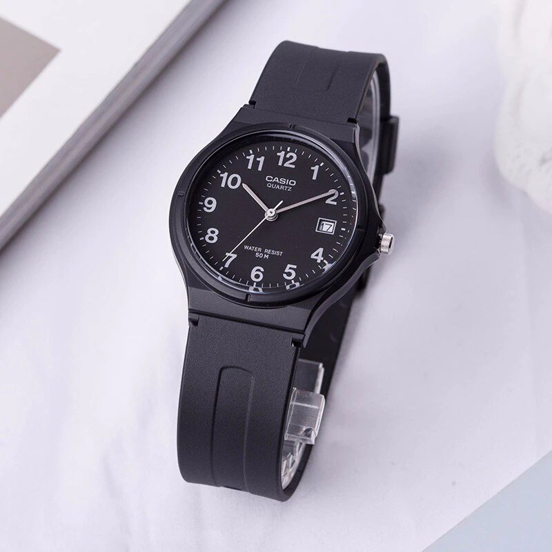 卡西欧casio电子表 经典指针系列简约防水石英机芯树脂腕表mw-59