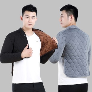 驼绒棉护肩男秋冬季 加绒马甲 睡觉保暖颈椎加厚小坎肩中老年爸爸装
