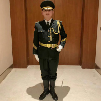 国旗班帽子仪仗队礼宾服帽子男大檐帽女卷檐帽腰带肩章臂章领带