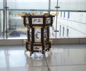厂高档涮金实木三层仿古宫灯 宫廷灯木质六角仿古红灯笼吊灯