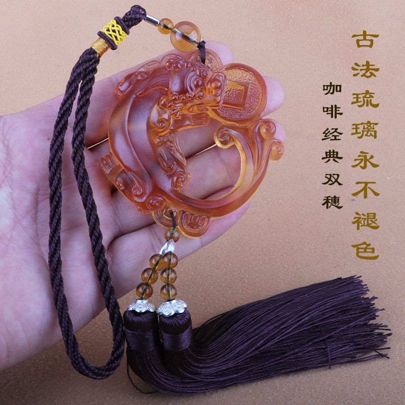 新款汽车玛瑙挂件 貔貅古法琉璃平安护主车内饰品批发一件代发图片