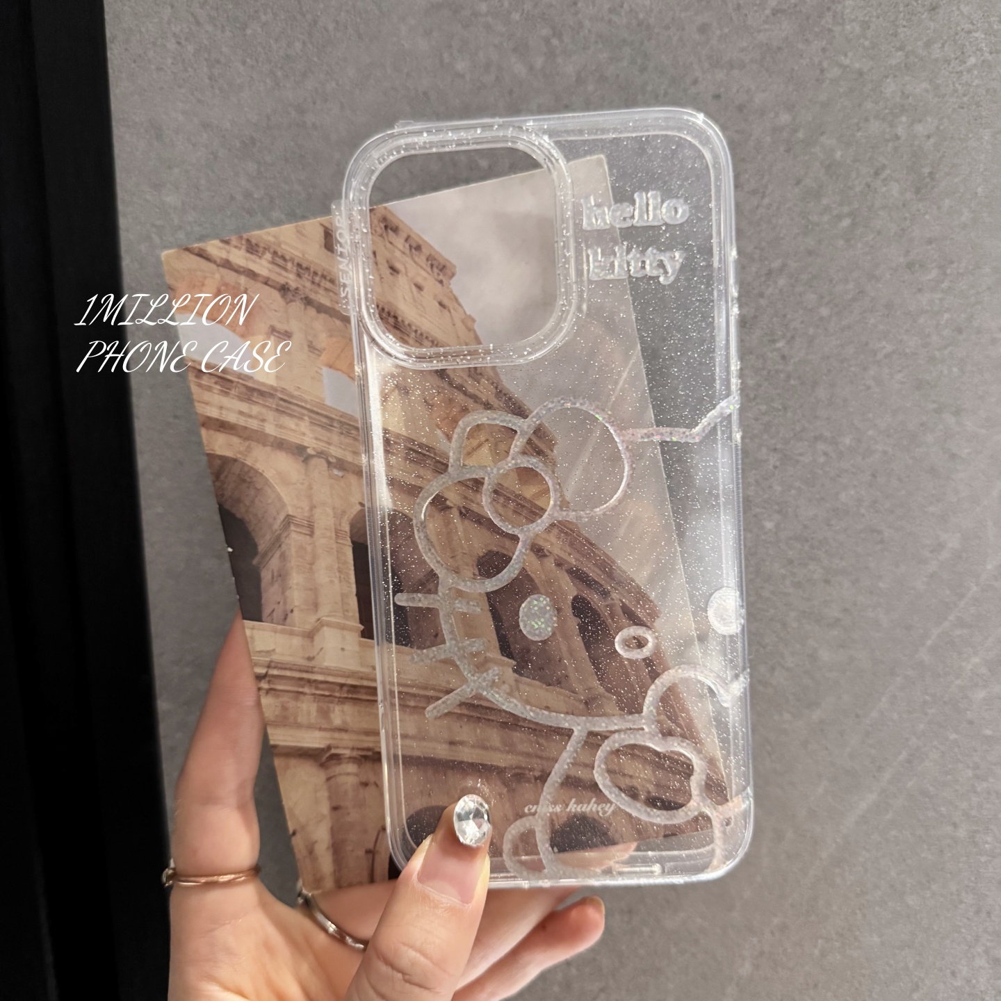 高颜值小清新蝴蝶结抱爱心kt猫适用苹果iPhone17ProMax手机壳iPhone16细闪15pro线条14pro女款透明13保护套潮