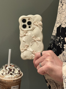 温柔风可爱蝴蝶结适用iphone17pro苹果15手机壳14立体12pro小众16promax全包镜头防摔15plus女13高级感小香风