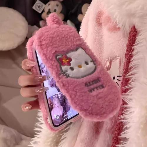 翻盖毛绒刺绣猫咪适用iPhone17ProMax手机壳苹果14秋冬16全包13pro搞怪12软壳16promax女生15日韩网红14pro