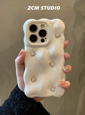 适用苹果14手机壳iphone17promax简约ins轻奢立体爱心12纯色硅胶16P日韩女13pro网红新款17AIR高级感15Plus软