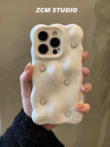 适用苹果14手机壳iphone17promax简约ins轻奢立体爱心12纯色硅胶16P日韩女13pro网红新款17AIR高级感15Plus软