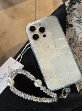 渐变贝壳纹闪粉适用iPhone17promax手机壳16promax新款透明苹果14全包13少女15拼色高级全包防摔女12冷淡风