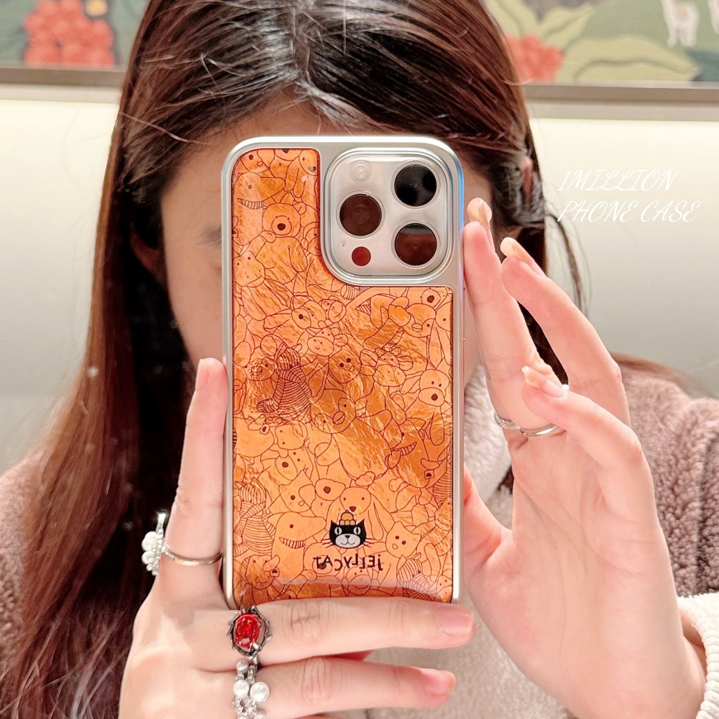 锡纸纹可爱满屏线条jellycat吉利猫适用苹果iPhone17promax手机壳iPhone16女款15pro新款14pro可爱13简约系列