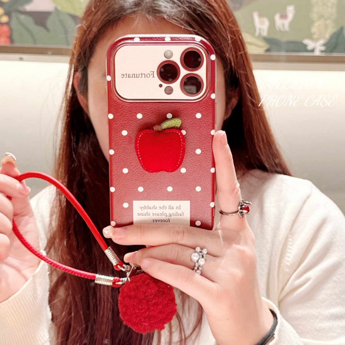 红色满屏小波点立体苹果适用苹果iPhone17promax女款16pro全包镜头15p防摔14轻奢保护套13手机壳皮质时尚高级