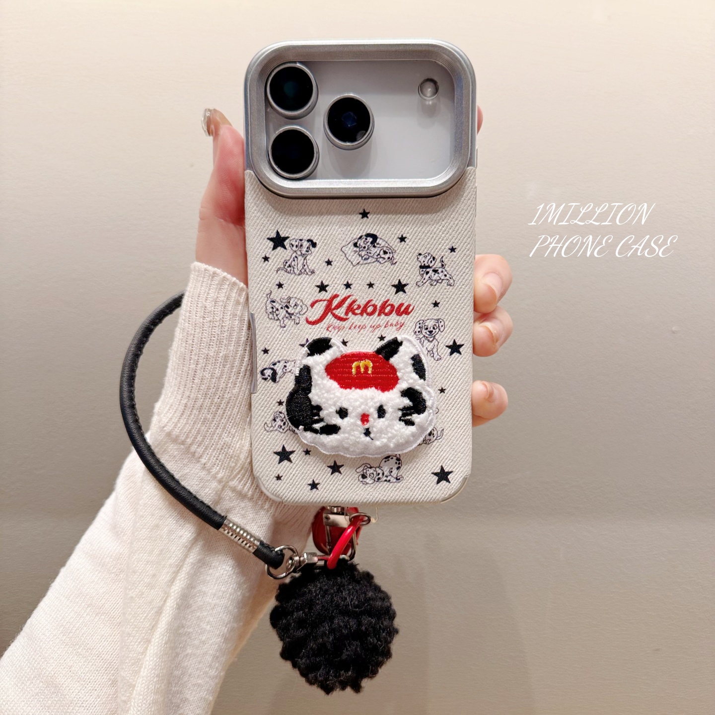 秋冬皮纹刺绣星星猫咪狗狗适用苹果17手机壳17promax新款16pro女款14创意13pro全包防摔15promax手机套12可爱