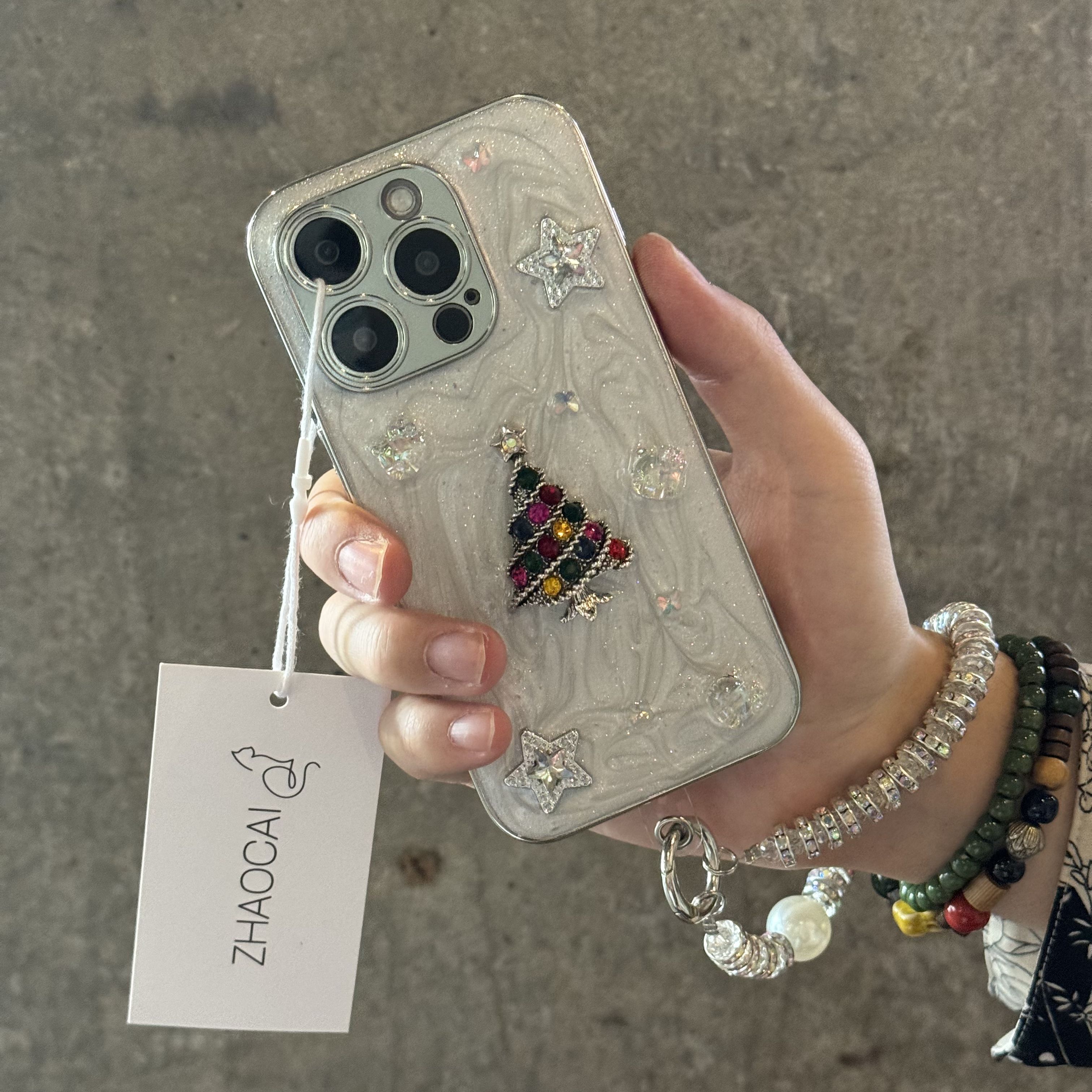 滴胶ins立体圣诞树星适用苹果16手机壳冷淡风iPhone17女款14pro简约15promax新款12防摔13pro高级华为mate60