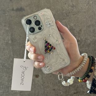 滴胶ins立体圣诞树星适用苹果16手机壳冷淡风iPhone17女款 12防摔13pro高级华为mate60 14pro简约15promax新款