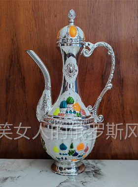 特价俄罗斯R1锡金属酒壶flagon款银白色城堡容量400毫升8两欧式