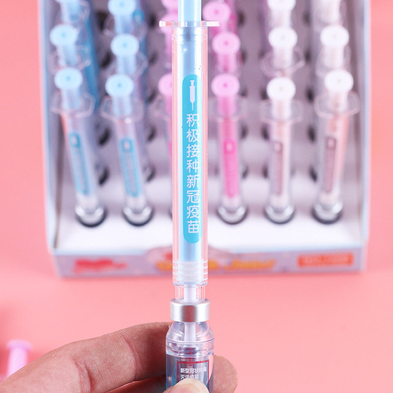 백신 주사기 젤 펜 백신 주사기 젤 펜 활성 예방 접종 펜 창조적 인 모양 0.38MM 검정색