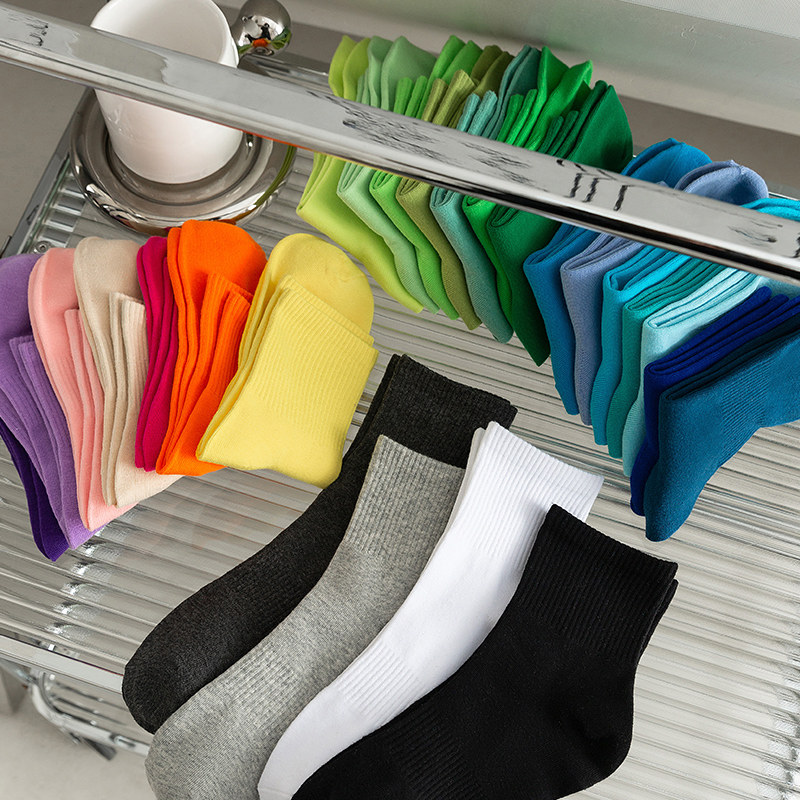 彩色袜子女中筒袜纯棉夏季薄款纯色ins潮外穿白色夏天黑色短筒袜,女士内衣/男士内衣/家居服,中筒袜,淘宝优惠券,粉丝福利购,淘宝优惠卷