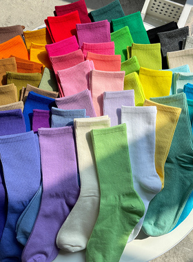 白色袜子女中筒袜春秋款黑色纯棉ins潮夏季薄款网红外穿运动长袜