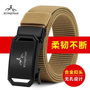 新款 尼龙帆布自动扣腰带休闲百搭透气无牙快拆扣皮带潮流腰带 男士