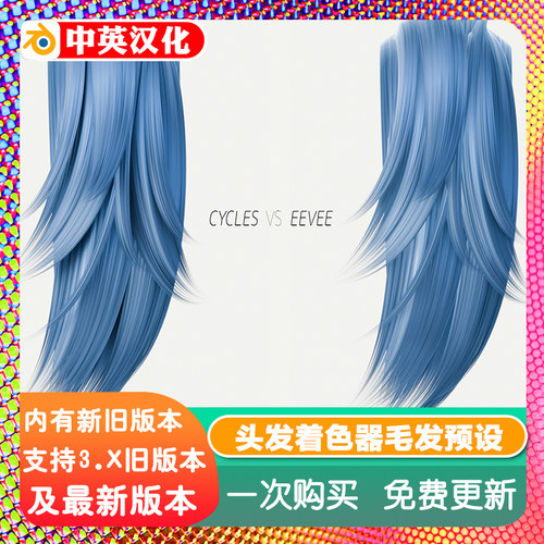 Blender插件 Tiny Hair Shader 完全头发程序化着色器毛发预设