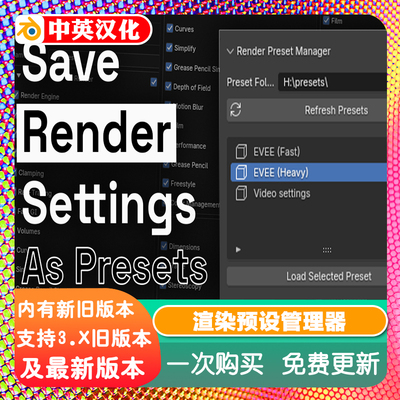Blender插件 Render Preset Manager v3 渲染预设管理器 批量渲染