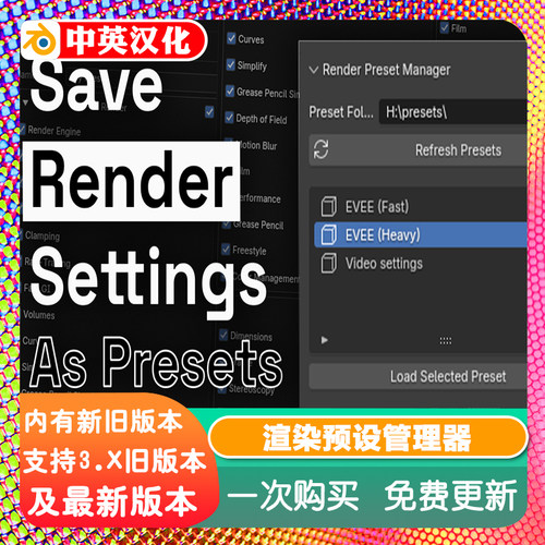 Blender插件 Render Preset Manager v3 渲染预设管理器 批量渲染