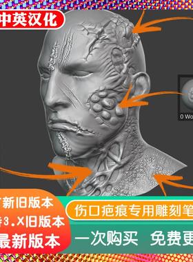 blender插件 Wounds And Scars Brushes 伤口疤痕专用雕刻笔刷库