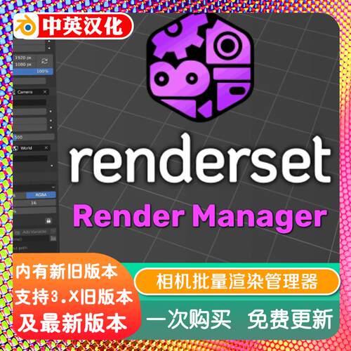 blender插件中文 Renderset Pro 2.21批量序列渲染管理多机位视图