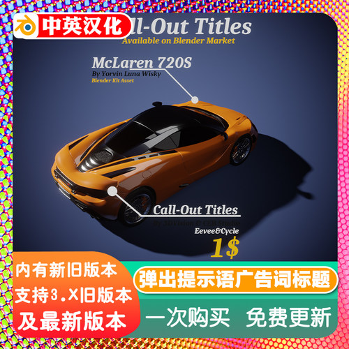 Blender插件 Call-Out Titles 1.1 呼出标题提示语广告词展示标语