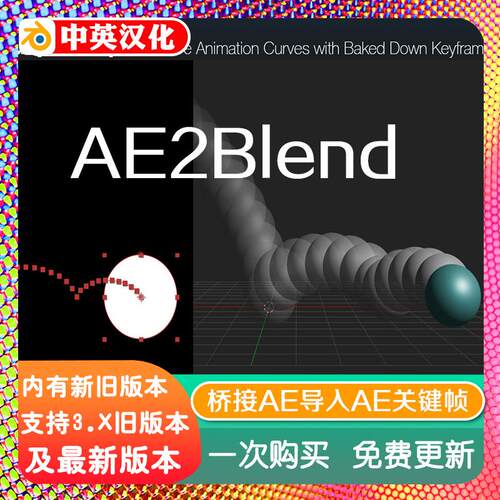 Blender插件 Ae2blend 1.32 导入AE关键帧 After Effects特效VFX