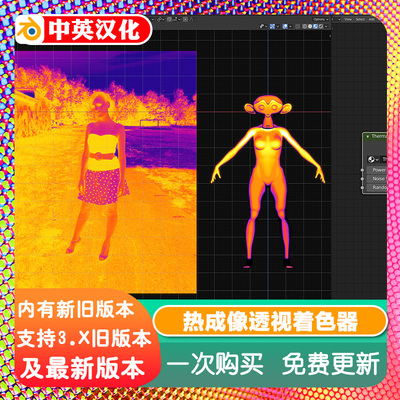 Blender材质预设Fake Thermal Vision Shader伪热度透视着色器