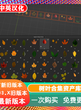 Blender树叶资产Leafify 40种高精度植物叶PBR纹理Alphas透明贴图