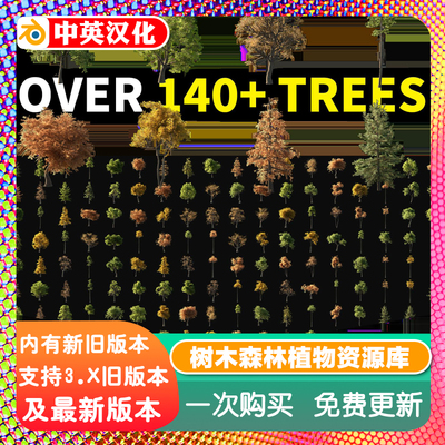 blender插件中文 Lazy Forest2.0.5程序森林生成器树木植物