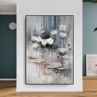 莫奈睡莲名画客厅风景装 挂画 饰画餐厅玄关过道立体沙发背景美式