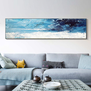 1-3720拼色主义现代简约抽象油画装饰画挂画蓝色壁画过道艺术画